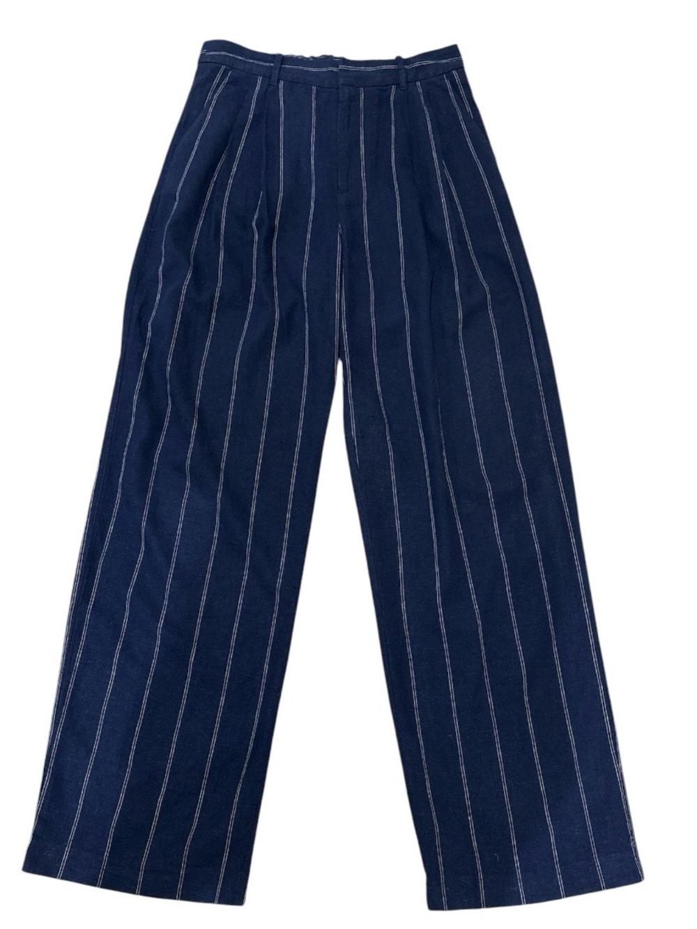 Gap High Rise Wide Leg Pants Navy Pleated Womens Trouser Chic Minimalist 6 Tall